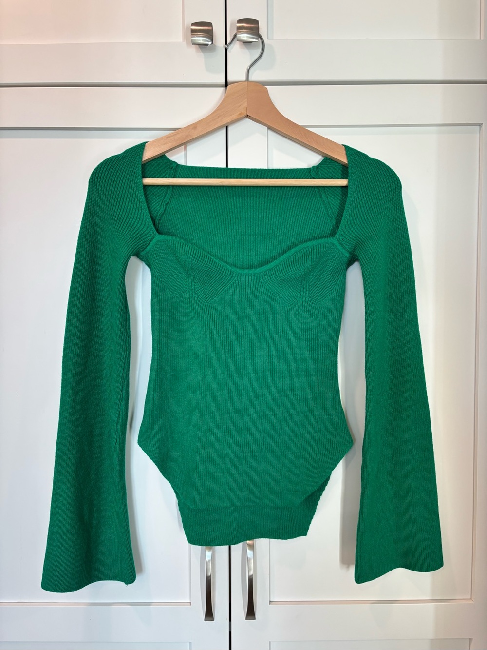 Emerald Green Sweetheart Bustier Knit Sweater